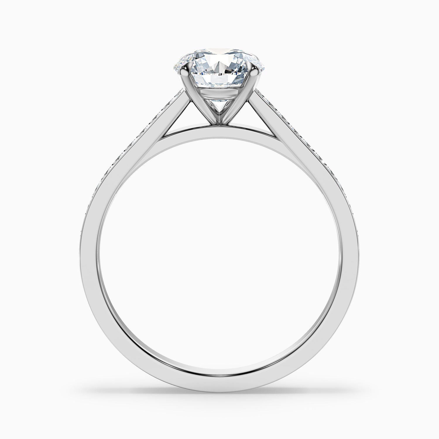 Lisa 5.5 Carat Round Cut Side Stone Pave Moissanite Diamond Ring in 18k Yellow Gold