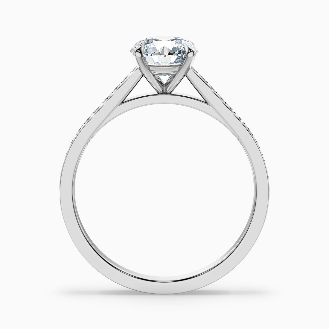 Nyra 4 Carat Round Cut Side Stone Pave Lab Grown Engagement Ring in 10k White Gold  DestGlow