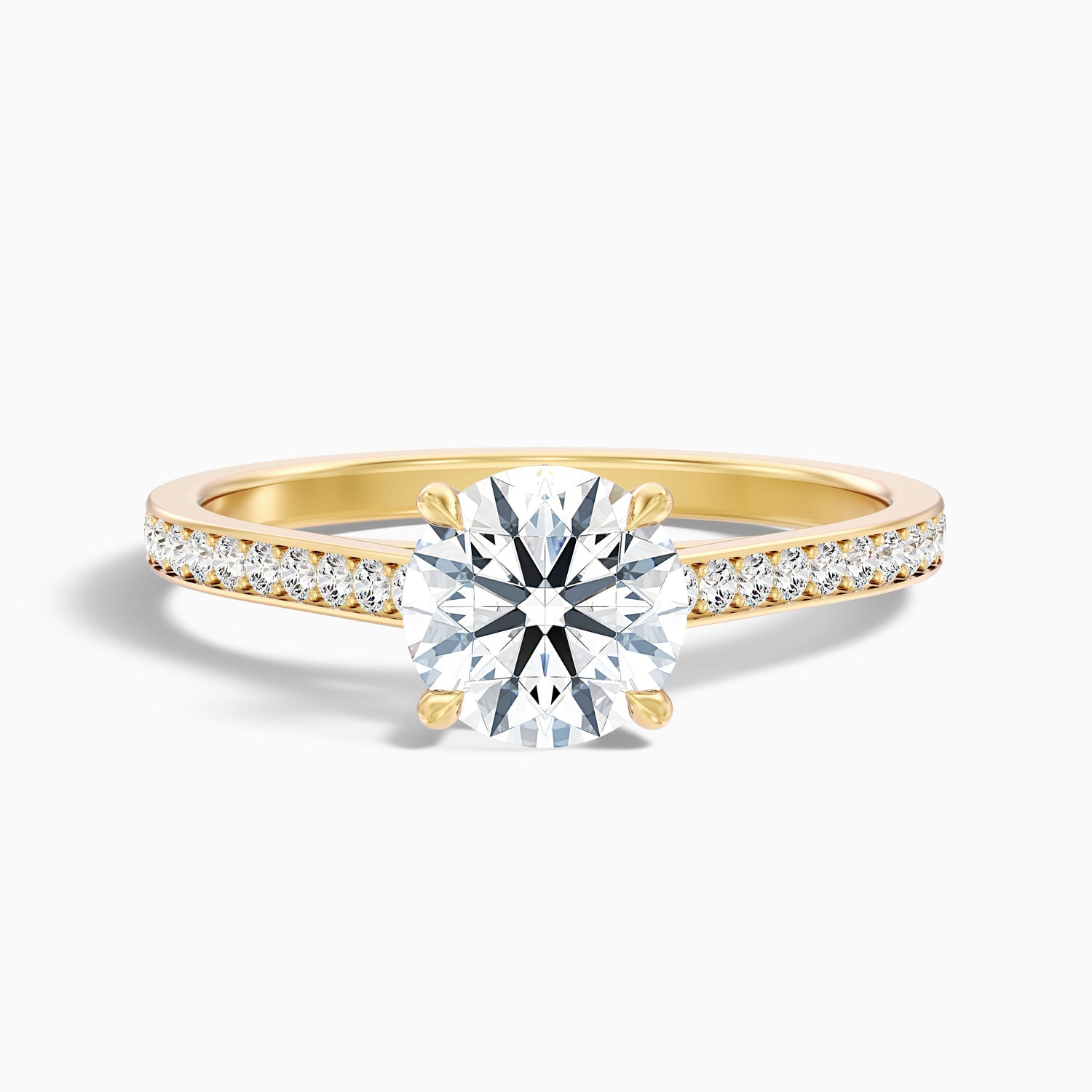 Lisa 1.5 Carat Round Cut Side Stone Pave Moissanite Diamond Ring in 14k White Gold