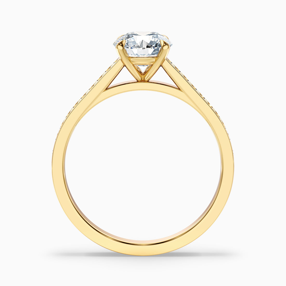 Nyra 5 Carat Round Cut Side Stone Pave Lab Grown Engagement Ring in 18k Yellow Gold  DestGlow