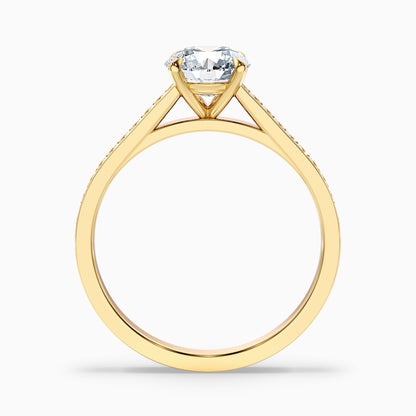 Nyra 1 Carat Round Cut Side Stone Pave Lab Grown Engagement Ring in 10k Rose Gold