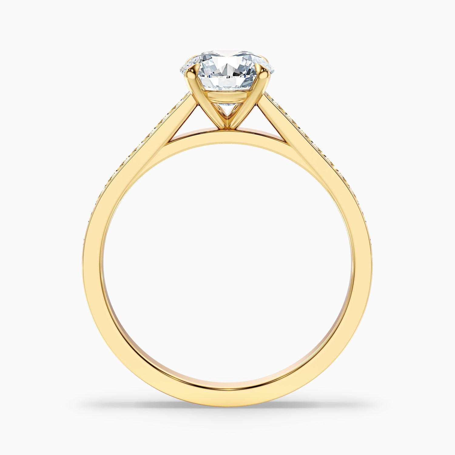 Nyra 2 Carat Round Cut Side Stone Pave Lab Grown Engagement Ring in 18k Yellow Gold  DestGlow