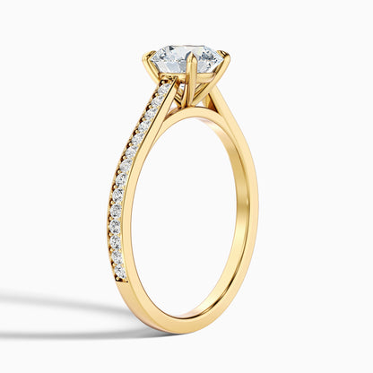 Lisa 1.5 Carat Round Cut Side Stone Pave Moissanite Diamond Ring in 10k White Gold