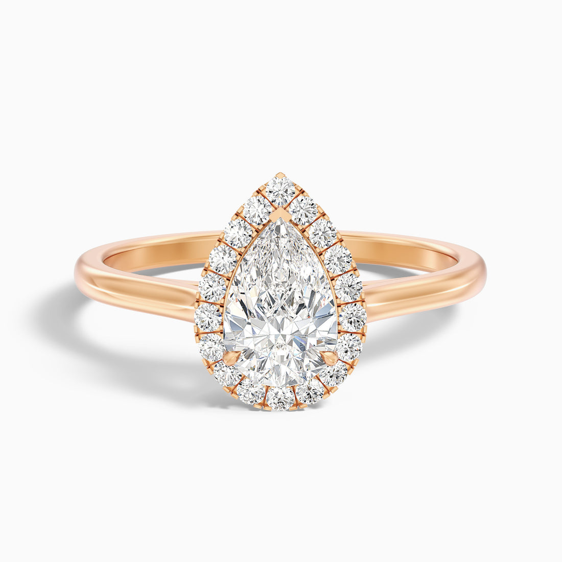 Aura 3.5 Carat Pear Halo Lab Grown Engagement Ring in 18k Rose Gold  DestGlow