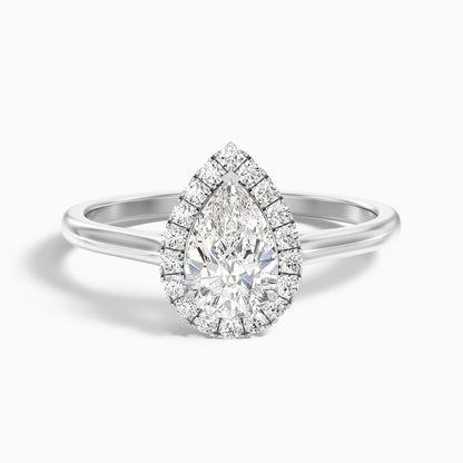 Aura 1 Carat Pear Halo Lab Grown Engagement Ring in 925 Sterling Silver