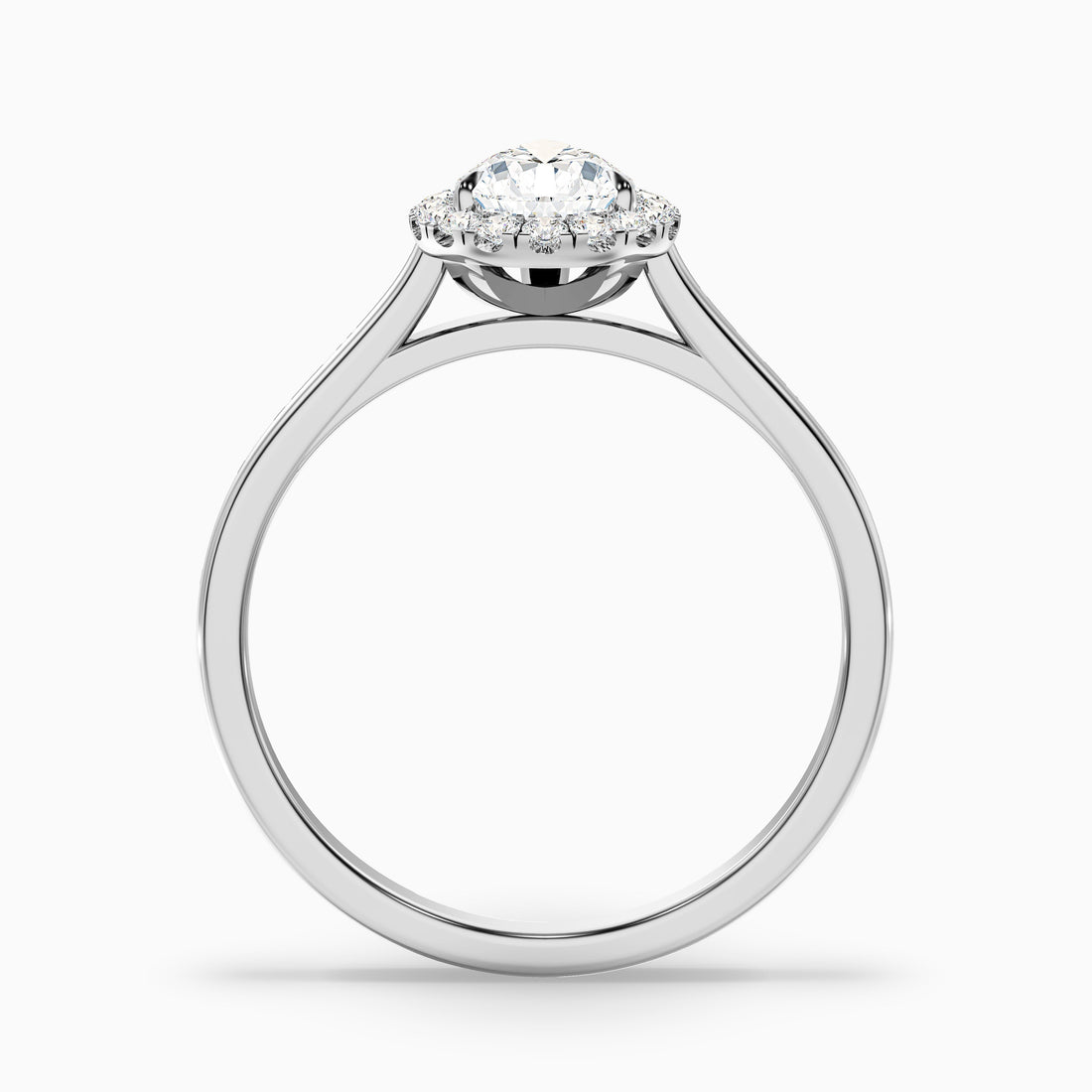 Aura 4 Carat Pear Halo Lab Grown Engagement Ring in 18k White Gold  DestGlow