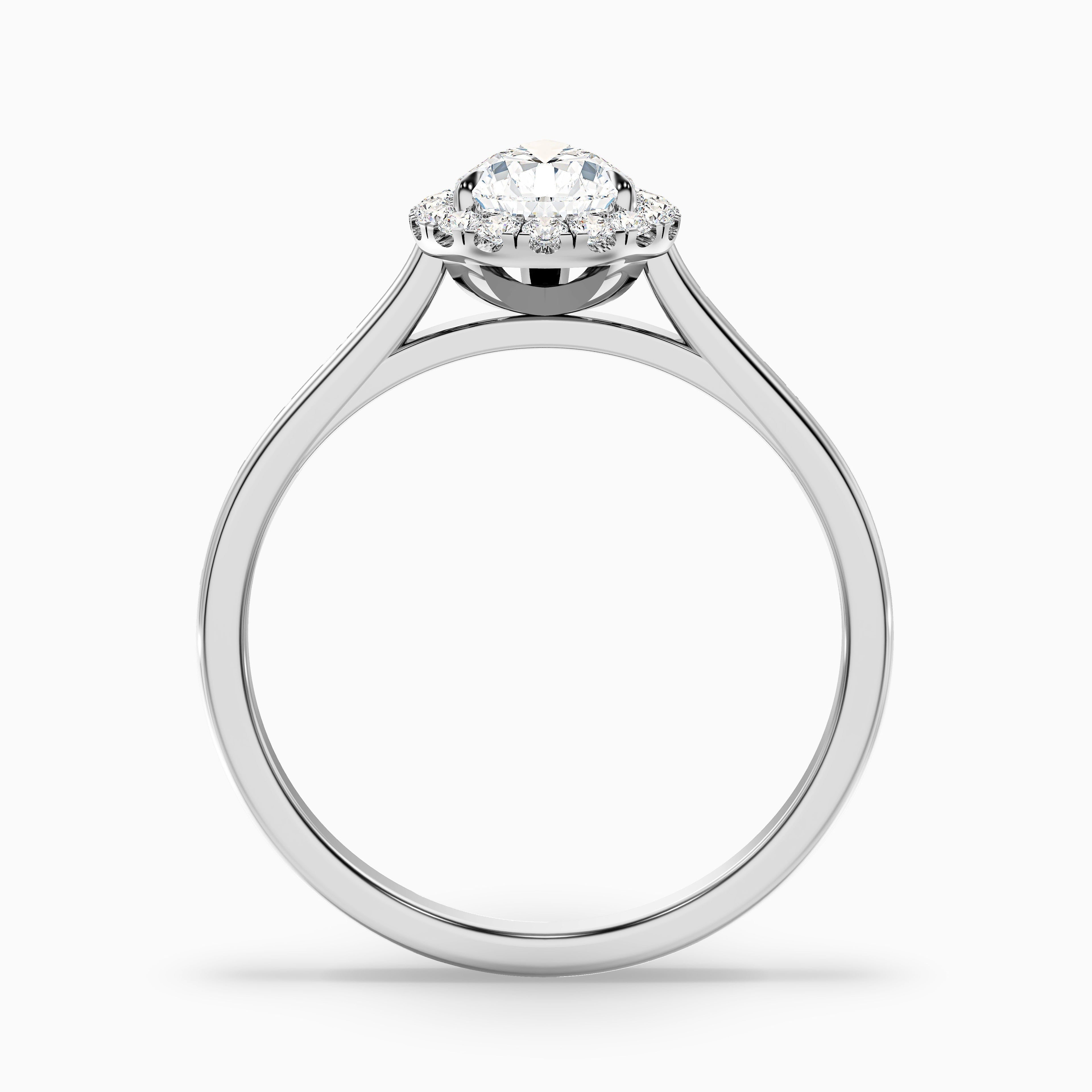 Aura 3 Carat Pear Halo Lab Grown Engagement Ring in 14k White Gold