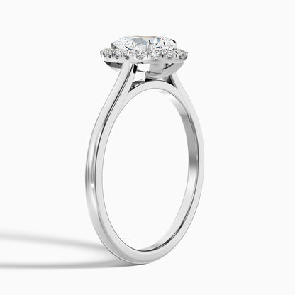 Luci 10 Carat Pear Halo Moissanite Diamond Ring in 10k White Gold