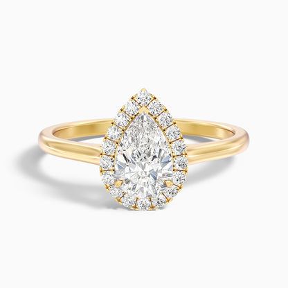 Aura 2 Carat Pear Halo Lab Grown Engagement Ring in 14k Yellow Gold  DestGlow