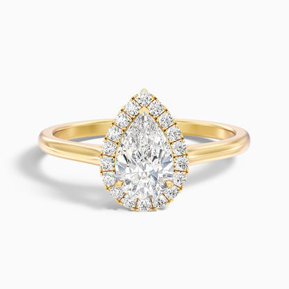 Arya 2.5 Carat Pear Halo Moissanite Diamond Ring in 18k Rose Gold