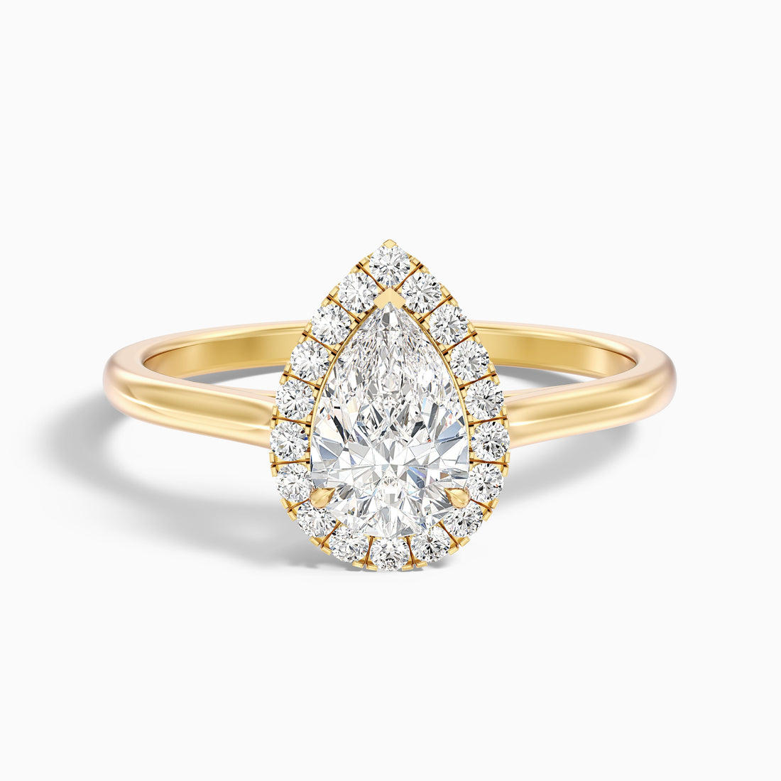 Aura 3.5 Carat Pear Halo Lab Grown Engagement Ring in 18k Yellow Gold  DestGlow