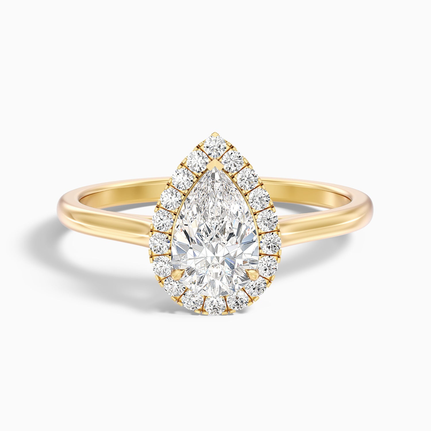 Arya 5.5 Carat Pear Halo Moissanite Diamond Ring in 14k Yellow Gold