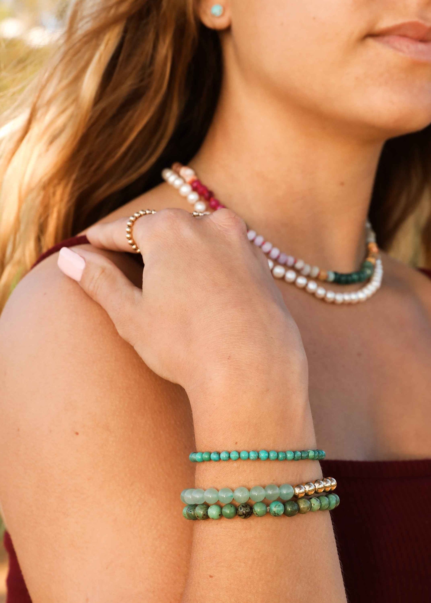 Natural Gemstone Necklace + 14k Gold Filled Toggle : Sedona
