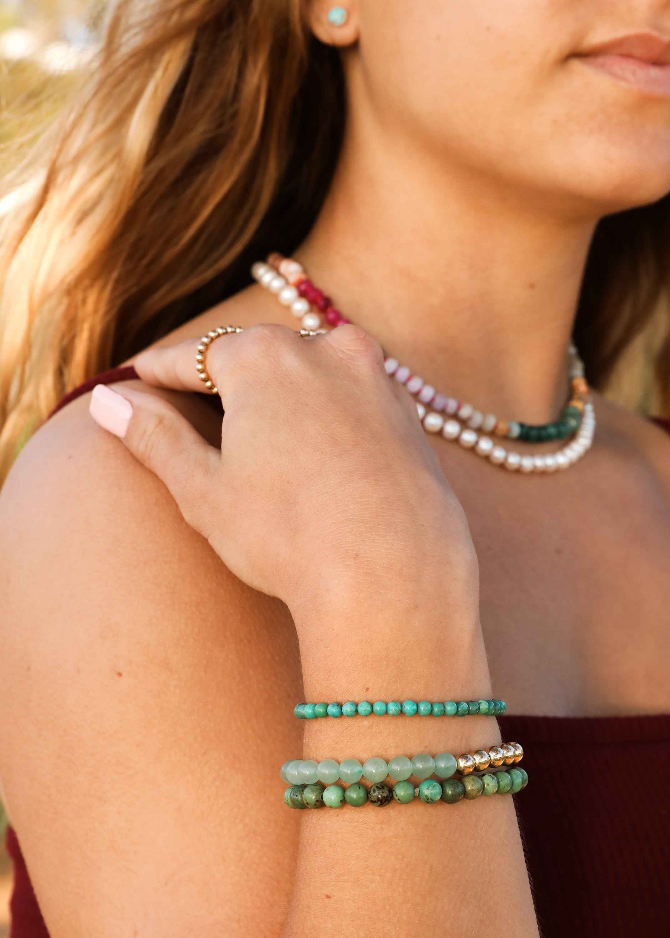 Natural Gemstone Necklace + 14k Gold Filled Toggle : Sedona