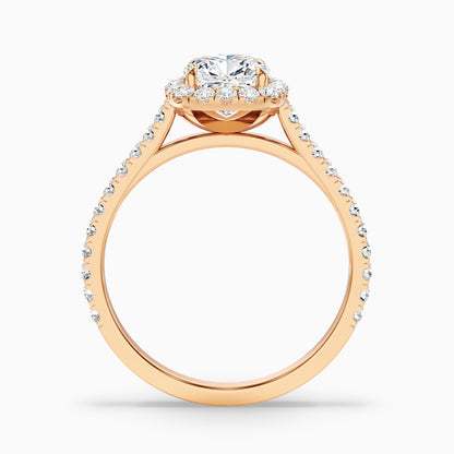 Isa 4 Carat Cushion Cut Halo Pave Lab Grown Engagement Ring in 10k Yellow Gold