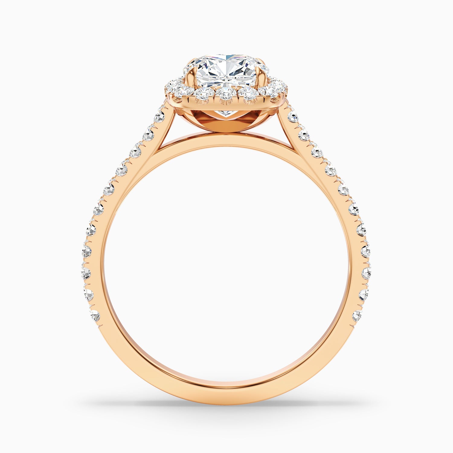 Isa 2.5 Carat Cushion Cut Halo Pave Lab Grown Engagement Ring in 10k Yellow Gold  DestGlow