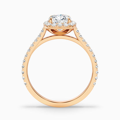 Jini 2.5 Carat Cushion Cut Halo Pave Moissanite Diamond Ring in 925 Sterling Silver