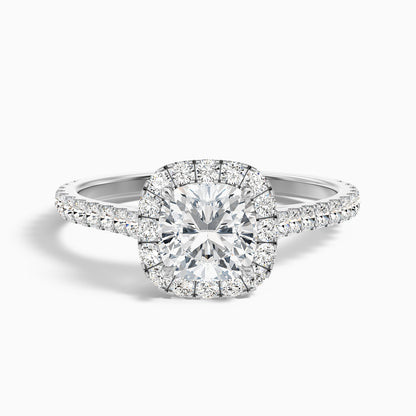 Isa 3 Carat Cushion Cut Halo Pave Lab Grown Engagement Ring in 14k Rose Gold  DestGlow