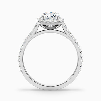 Isa 1.5 Carat Cushion Cut Halo Pave Lab Grown Engagement Ring in 10k Rose Gold  DestGlow