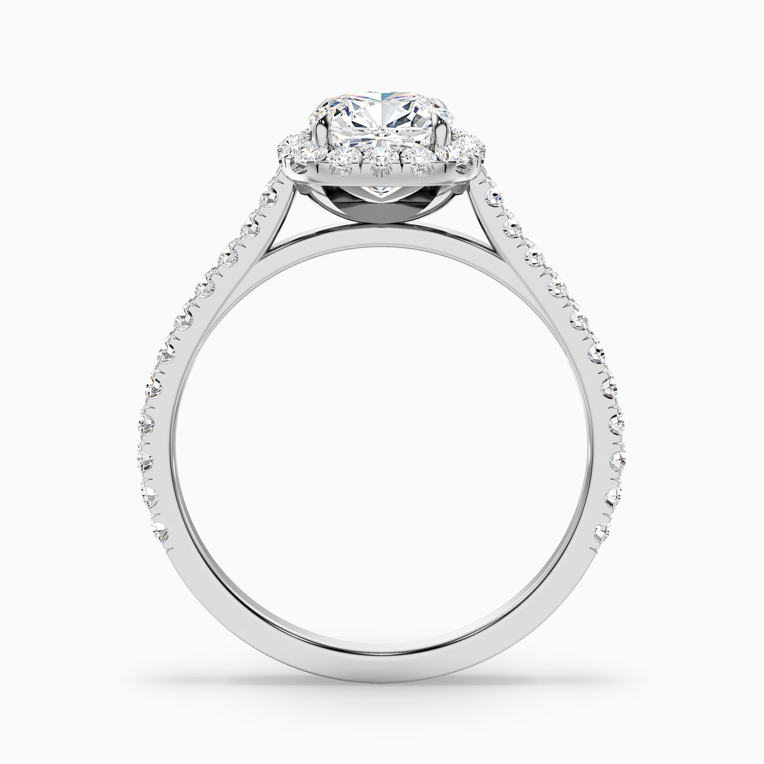 Isa 5 Carat Cushion Cut Halo Pave Lab Grown Engagement Ring in 14k Rose Gold