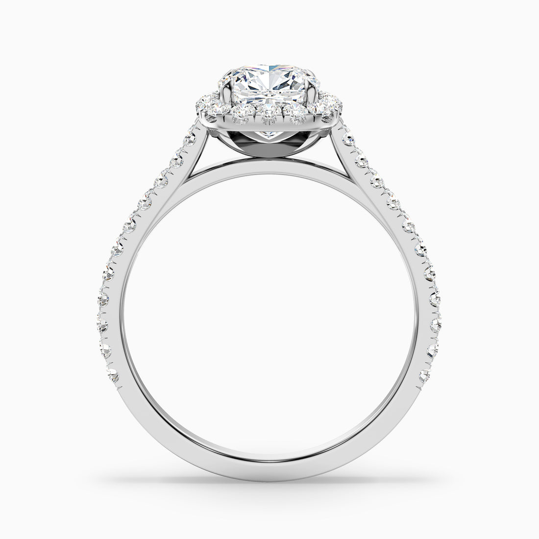 Isa 3.5 Carat Cushion Cut Halo Pave Lab Grown Engagement Ring in Platinum  DestGlow