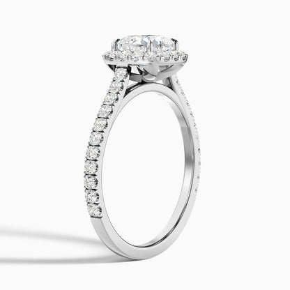 Isa 1 Carat Cushion Cut Halo Pave Lab Grown Engagement Ring in 18k Rose Gold  DestGlow