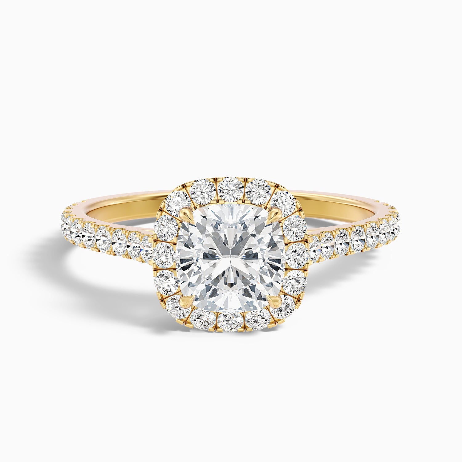 Isa 1.5 Carat Cushion Cut Halo Pave Lab Grown Engagement Ring in 10k Rose Gold  DestGlow