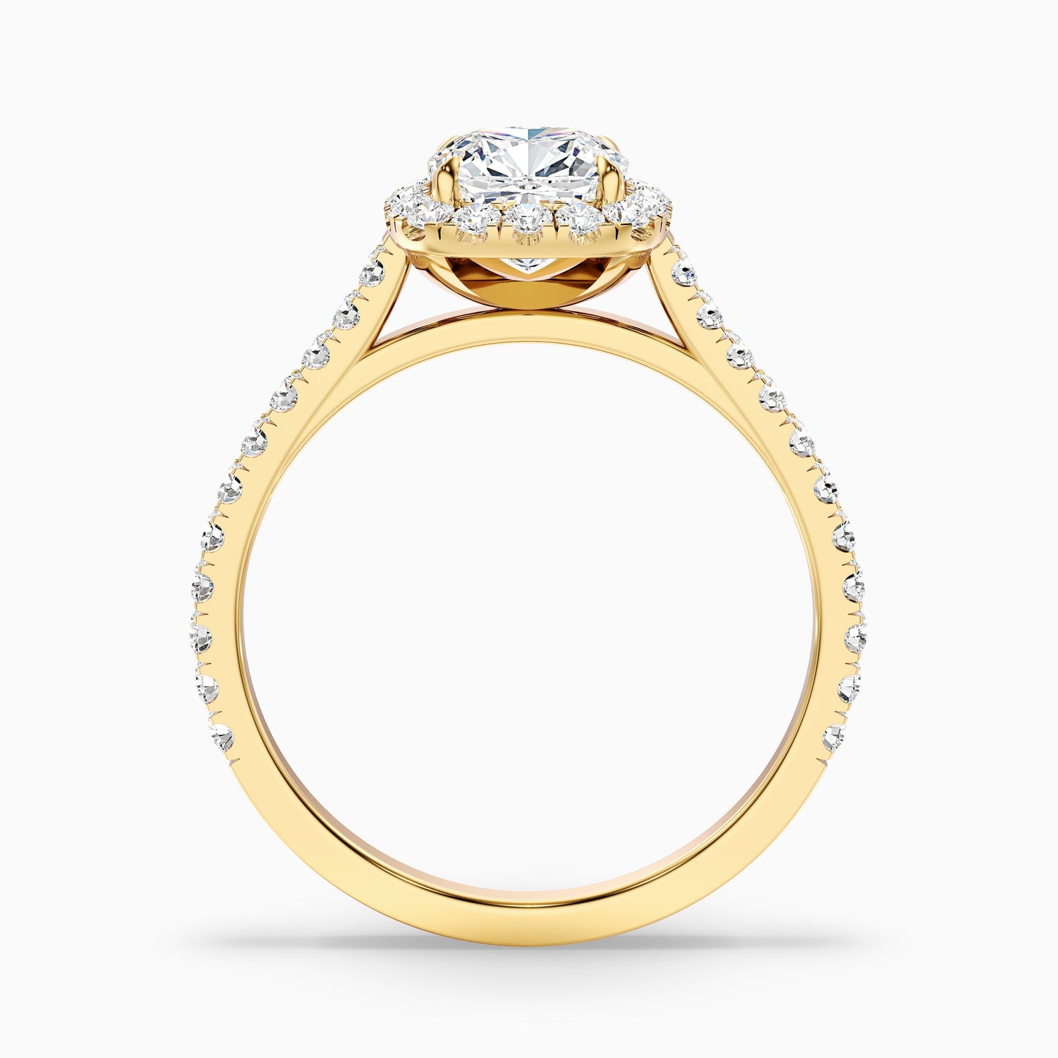 Jini 1 Carat Cushion Cut Halo Pave Moissanite Diamond Ring in 925 Sterling Silver
