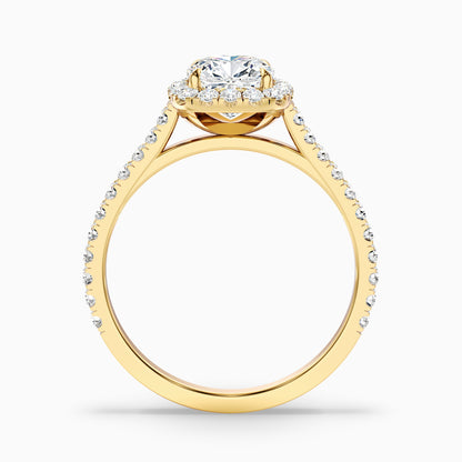 Jini 1 Carat Cushion Cut Halo Pave Moissanite Diamond Ring in 925 Sterling Silver