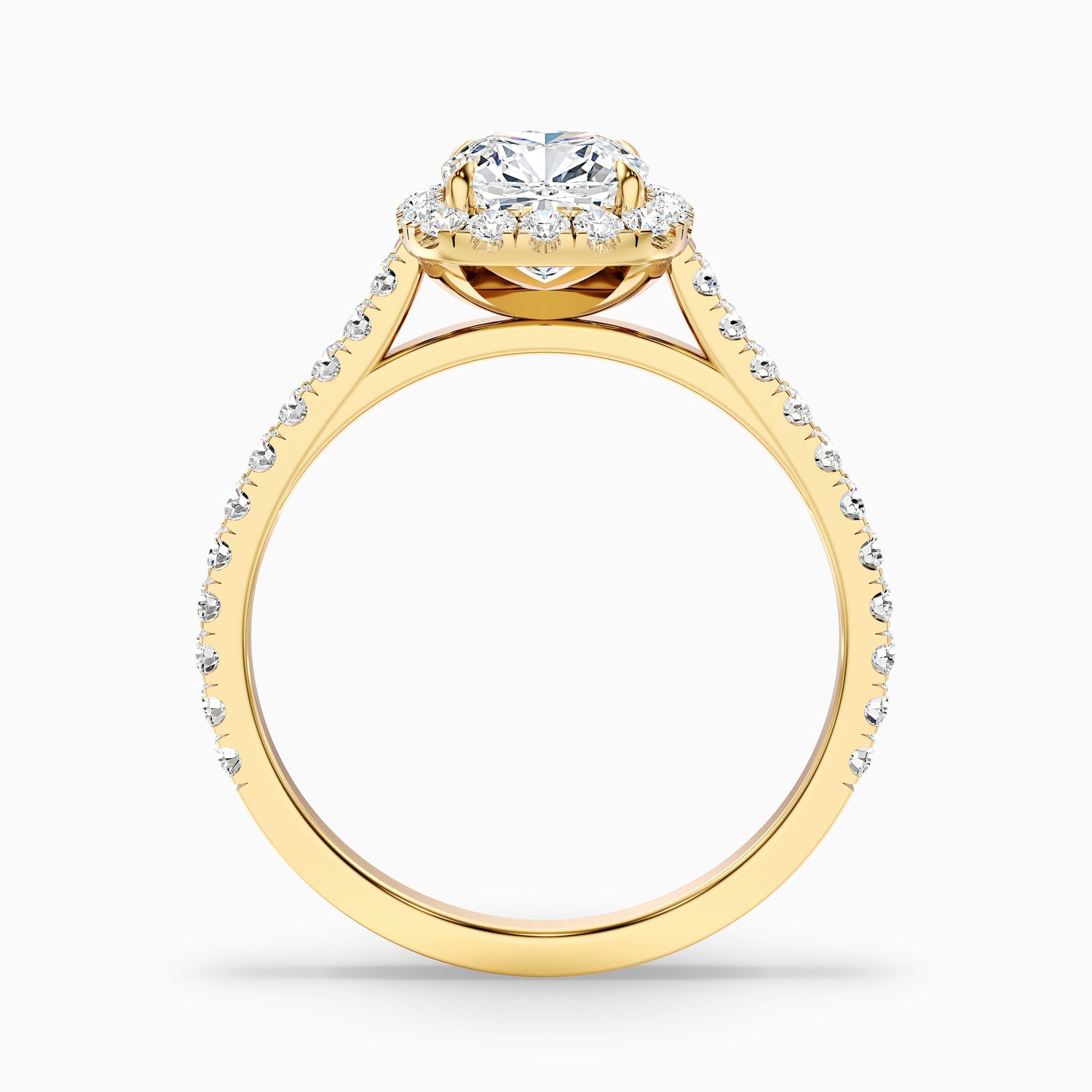 Isa 1.5 Carat Cushion Cut Halo Pave Lab Grown Engagement Ring in 10k Yellow Gold  DestGlow
