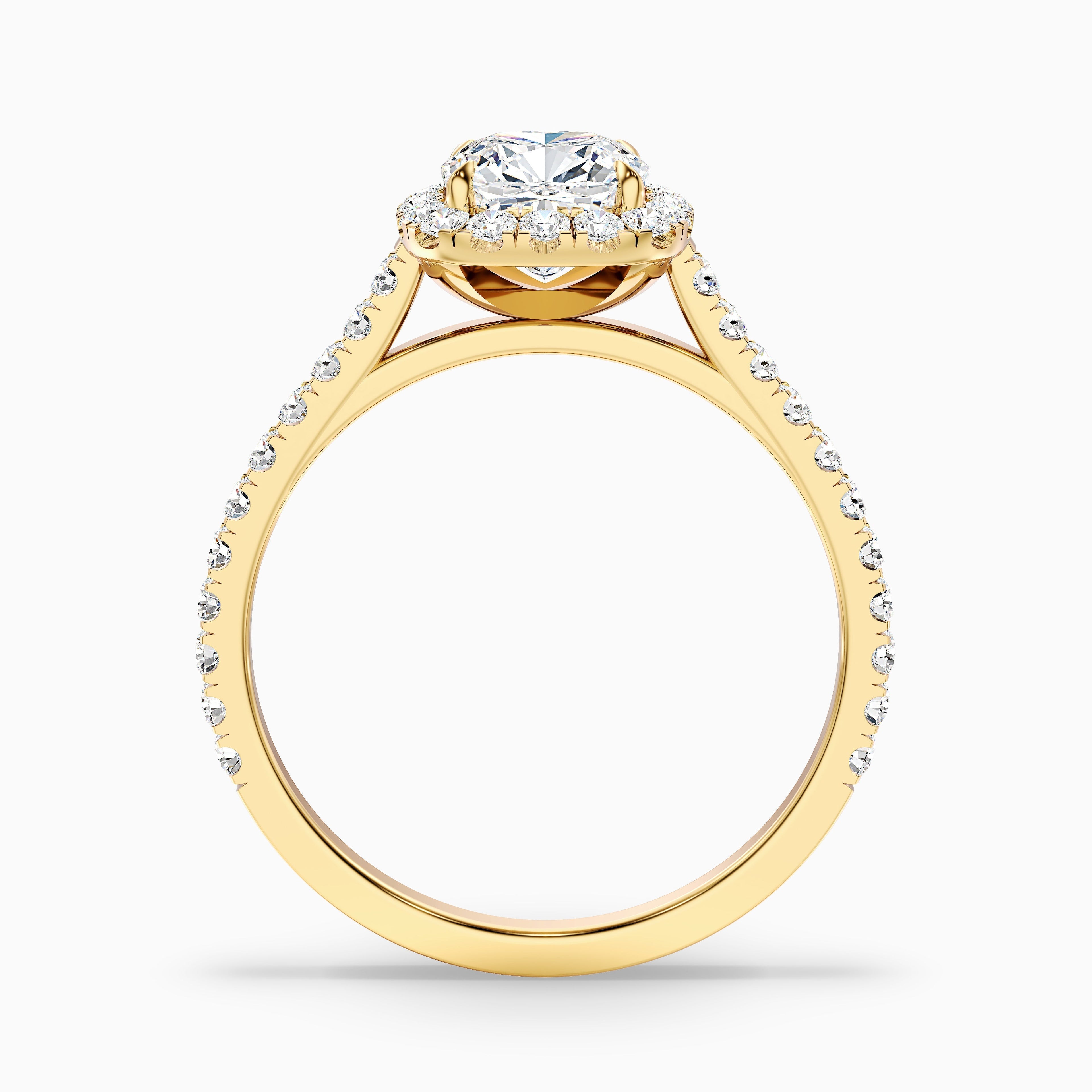 Jini 4.5 Carat Cushion Cut Halo Pave Moissanite Diamond Ring in 10k White Gold  DestGlow