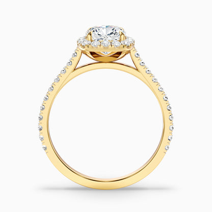 Isa 2.5 Carat Cushion Cut Halo Pave Lab Grown Engagement Ring in 10k Yellow Gold  DestGlow