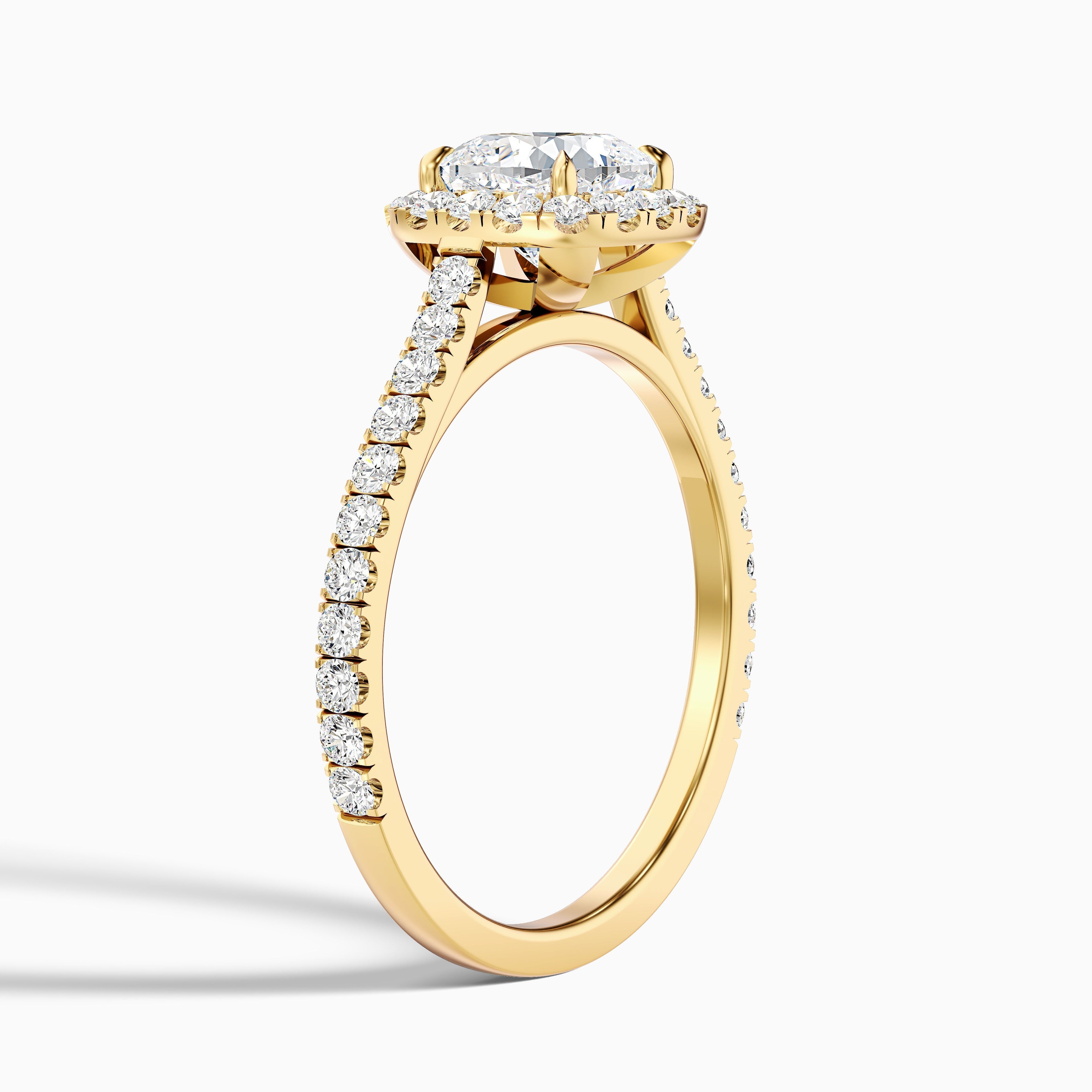 Jini 4.5 Carat Cushion Cut Halo Pave Moissanite Diamond Ring in 18k Rose Gold