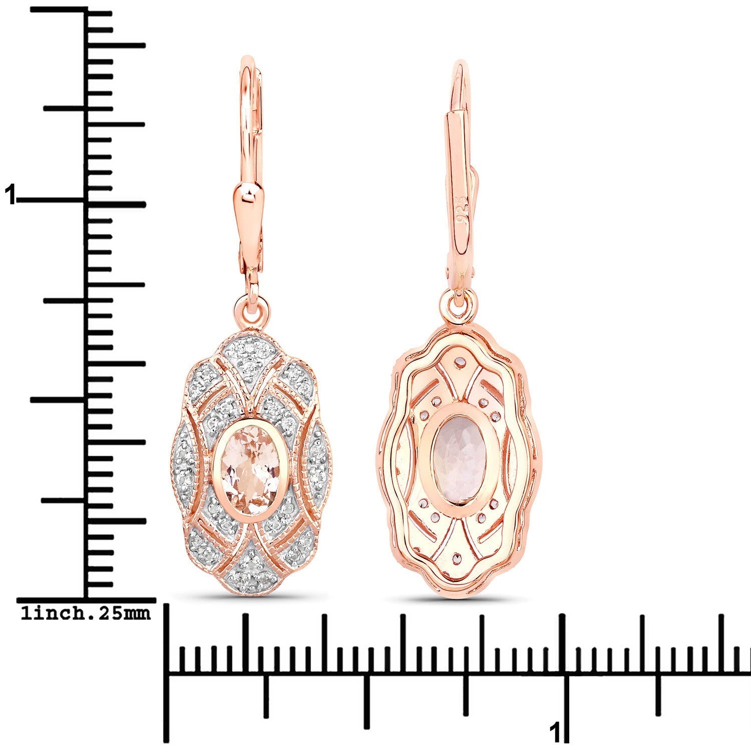 1.04 Carat Genuine Morganite and White Topaz .925 Sterling Silver Earrings  DestGlow