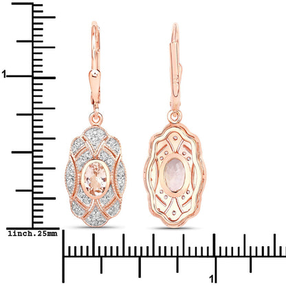 1.04 Carat Genuine Morganite and White Topaz .925 Sterling Silver Earrings  DestGlow