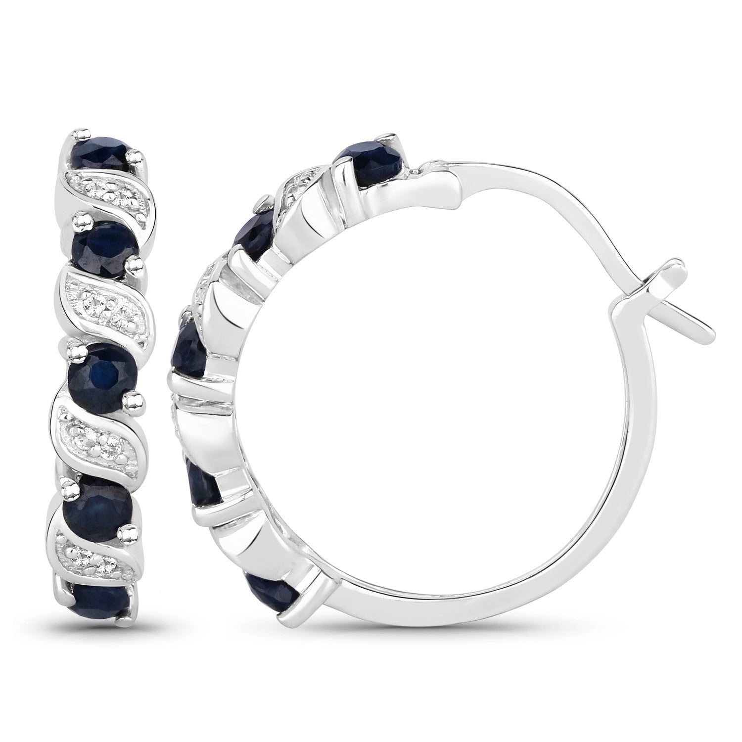 1.28 Carat Genuine Blue Sapphire and White Topaz .925 Sterling Silver Earrings  DestGlow