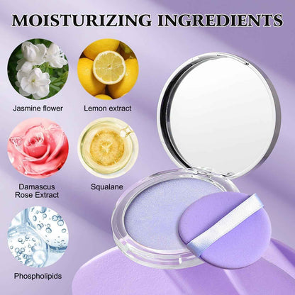 Gel-Like Formula Oil-Control Primer &amp; Setting Powder, Polvos Compactos Matte Powder for Silky Blurring Oil Control, Lavender Blurring Powder