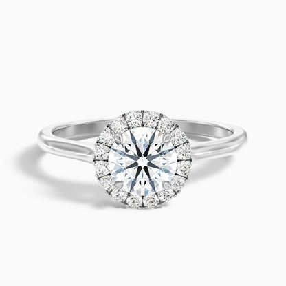 Ember 1 Carat Round Halo Pave Moissanite Diamond Ring in Platinum