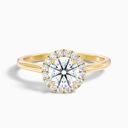 Lacy 6 Carat Round Halo Pave Moissanite Diamond Ring in 14k Yellow Gold