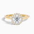 Lacy 7 Carat Round Halo Pave Moissanite Diamond Ring in 10k Yellow Gold  DestGlow