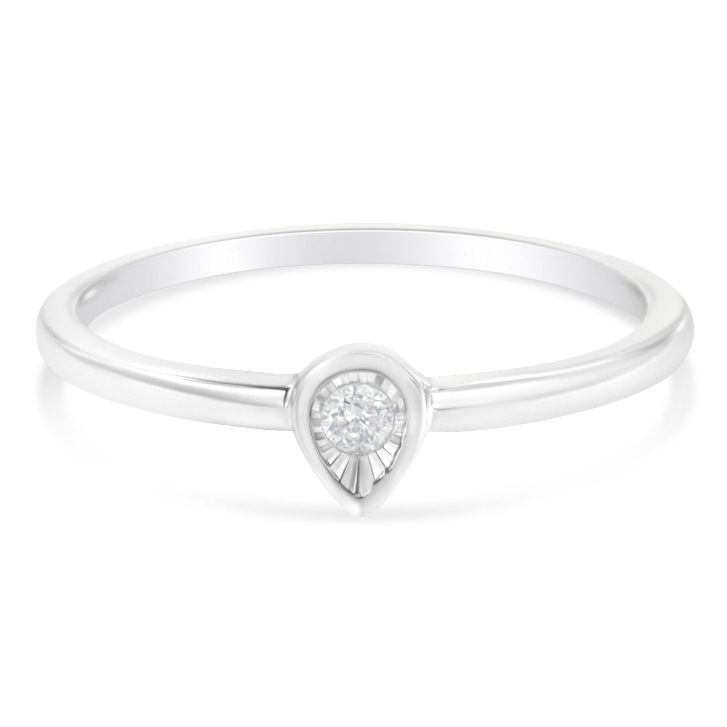 .925 Sterling Silver 1/20 Carat Diamond Teardrop Pear-Shaped Miracle Set Petite Fashion Promise Ring (J-K Color, I1-I2 Clarity) - Size 6 by Bids.com