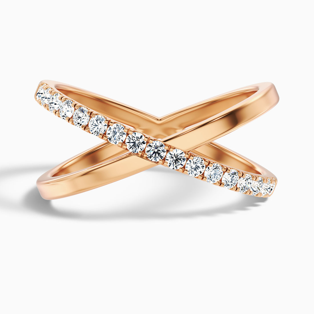 Kestrel Round Cut Criss Cross Lab Grown Diamond Wedding Band  DestGlow