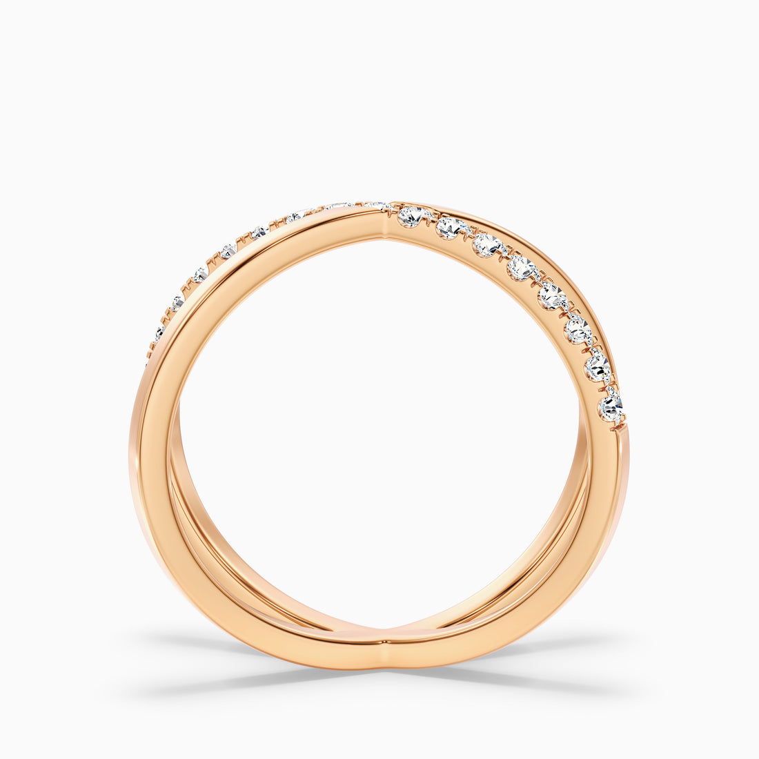 Kestrel Round Cut Criss Cross Lab Grown Diamond Wedding Band  DestGlow