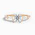 Carly 1 Carat Round 3 Stone Lab Grown Engagement Ring With Side Baguette Diamonds in 10k Rose Gold  DestGlow