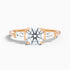Kia 6 Carat Round 3 Stone Moissanite Diamond Ring With Side Baguette Diamonds in 10k Rose Gold  DestGlow