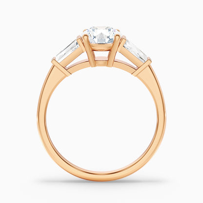 Carly 3.5 Carat Round 3 Stone Lab Grown Engagement Ring With Side Baguette Diamonds in 14k Yellow Gold  DestGlow