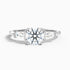 Carly 2.5 Carat Round 3 Stone Lab Grown Engagement Ring With Side Baguette Diamonds in 14k White Gold  DestGlow