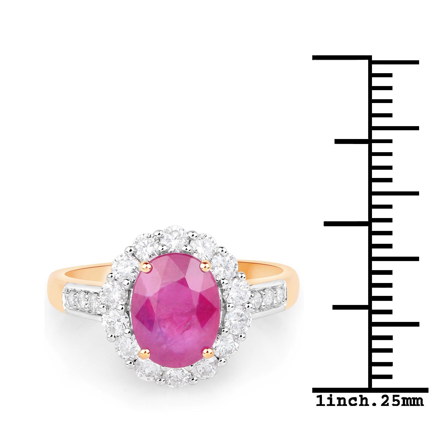 2.84 Carat Genuine Burma Ruby and White Diamond 18K Yellow Gold Ring by Bids.com
