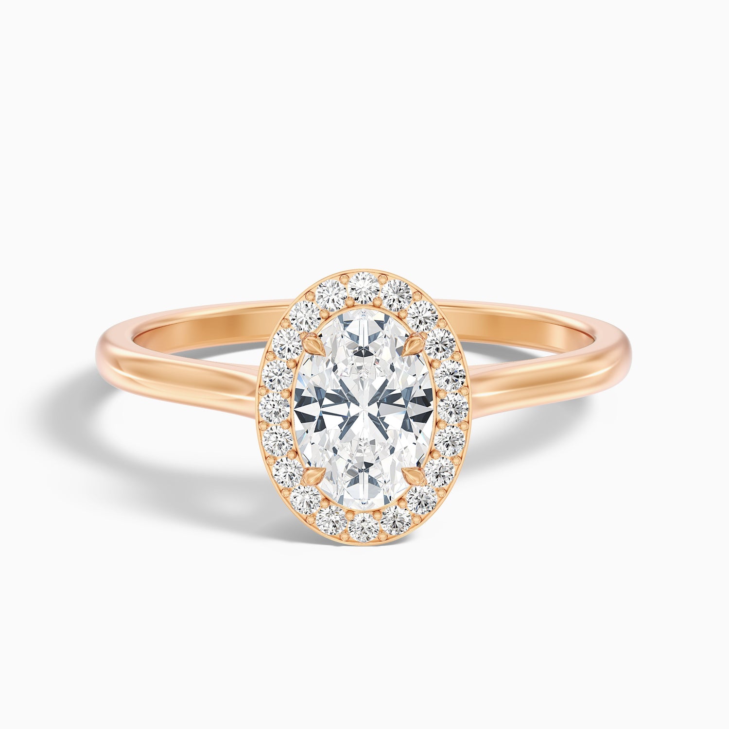 Kyra 3 Carat Oval Cut Halo Moissanite Diamond Ring in 18k Rose Gold