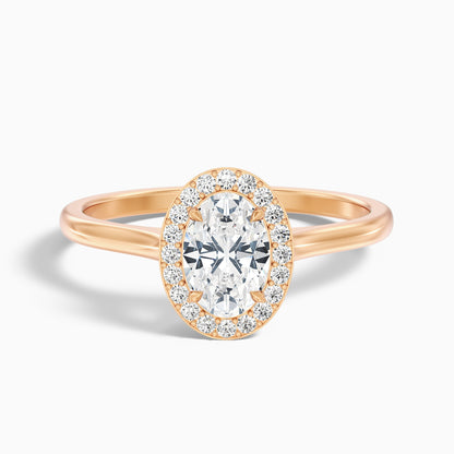 Kyra 1.5 Carat Oval Cut Halo Moissanite Diamond Ring in Platinum